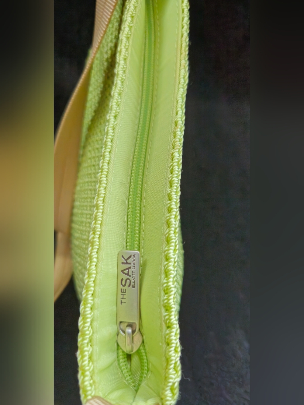 The Sak Lime Green Crochet Crossbody with Tan Strap - Picture 6 of 9